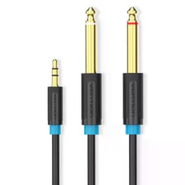 Καλώδιο Ήχου Vention BACBF 2x 6.5mm male σε 3.5mm male 1m - Μαύρο