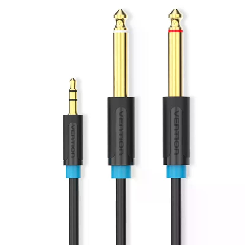 Καλώδιο Ήχου Vention BACBF 2x 6.5mm male σε 3.5mm male 1m - Μαύρο