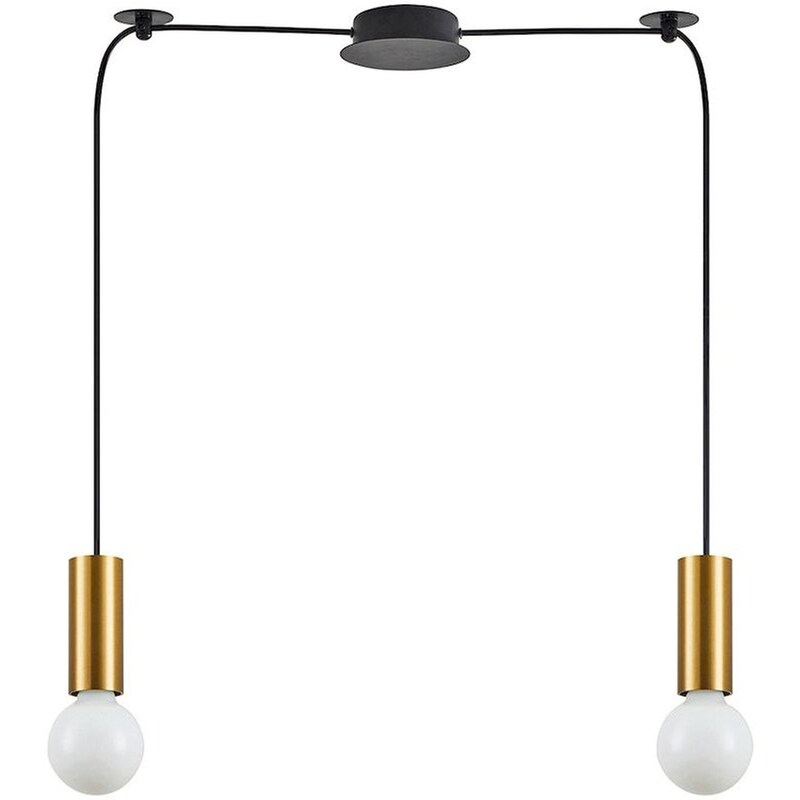 Φωτιστικό Οροφής Δίφωτο Homelighting Adept Tube 77-8570 Μεταλλικό - Μαύρο/Χρυσό