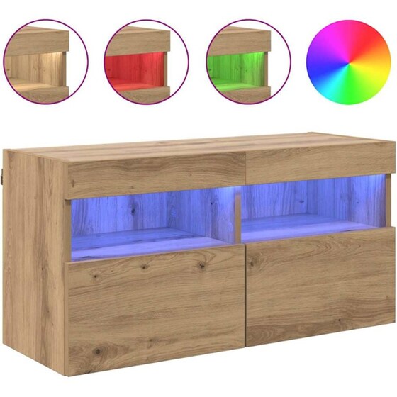 Έπιπλο Τηλεόρασης VidaXL Επιτοίχιο με LED 80 x 30 x 40 cm - Artisan Δρυς image 3