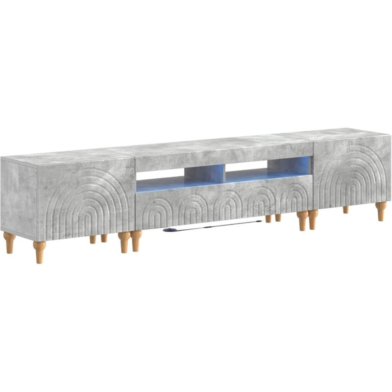 Έπιπλο Τηλεόρασης VidaXL με LED 3 τμχ 198 x 35 x 43 cm - Γκρι Σκυροδέματος