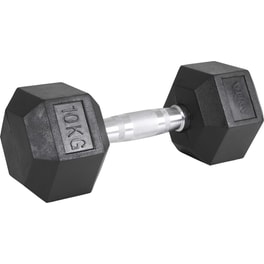 Βαράκι Εξάγωνο 10kg Amila Rubber Cover Class A 84539 από Χυτοσίδηρο - Μαύρο