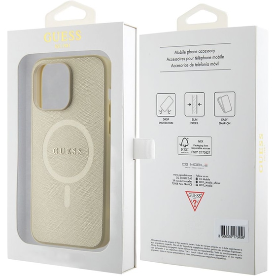 Θήκη Apple iPhone 15 Pro Max - Guess Saffiano Hard Case - Μπεζ image 6