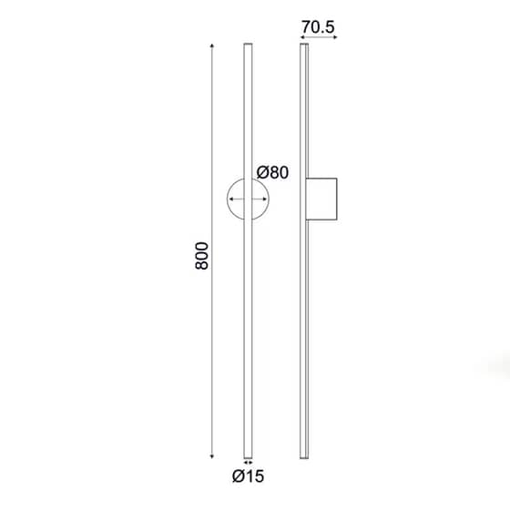 Απλίκα Τοίχου Led Aca από Αλουμίνιο 8x7x80 cm - Μαύρη image 1