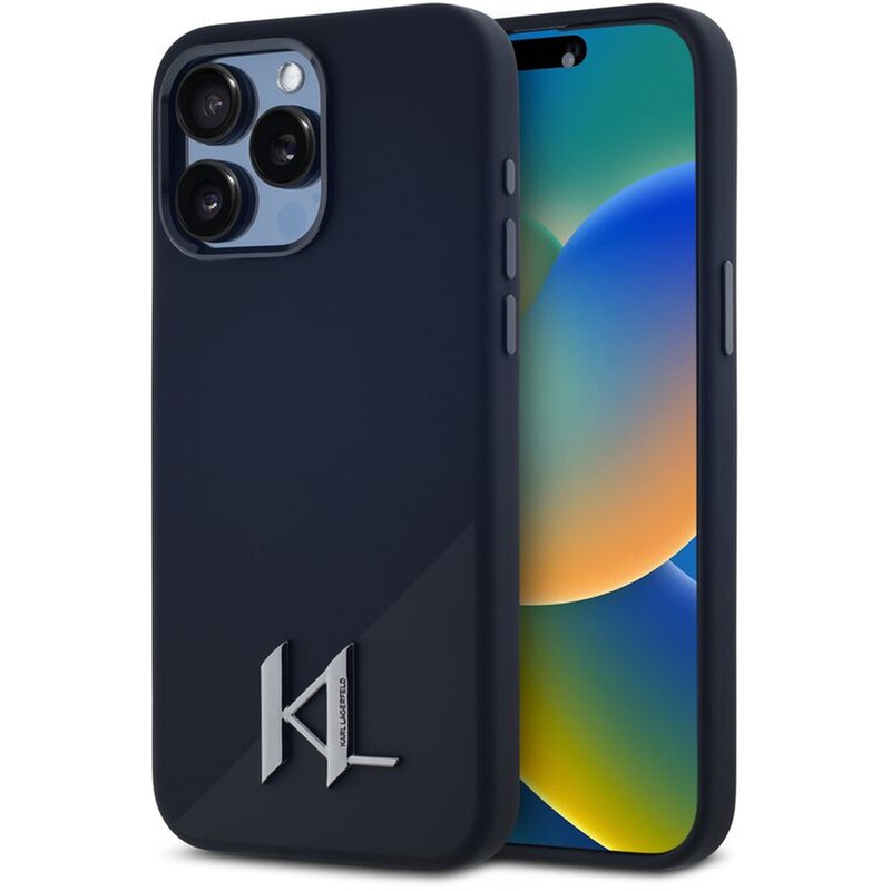 Θήκη Apple iPhone 15 Pro Max - Karl Lagerfeld nitial Metal Logo Silicone Case - Black
