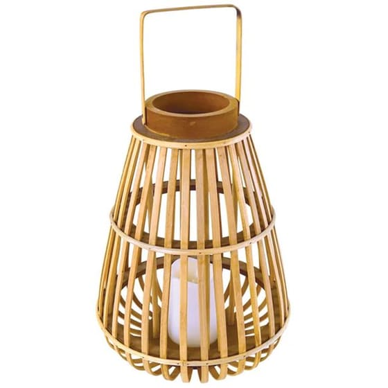 Φανάρι Led με Μπαταρία Aca Decor Aca Strudel F0711111 από Bamboo 24.5x24.5x35 cm - Καφέ image 0
