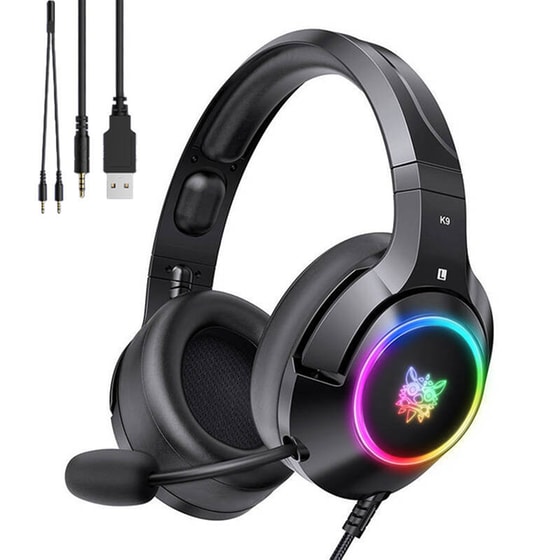 Onikuma K9 Gaming Ενσύρματα Ακουστικά 3.5mm/USB με RGB Φωτισμό - Μαύρα image 2