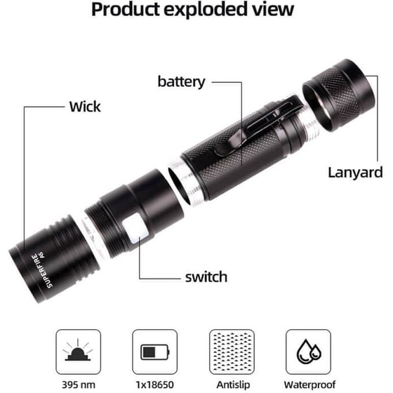 Φακός Superfire A5 365NM UV - Black image 2