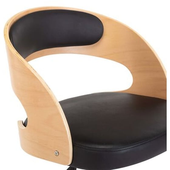 Καρέκλα Τραπεζαρίας Vidaxl από Λυγισμένο Ξύλο/Συνθετικό Δέρμα Περιστρεφόμενη - Μαύρη image 5