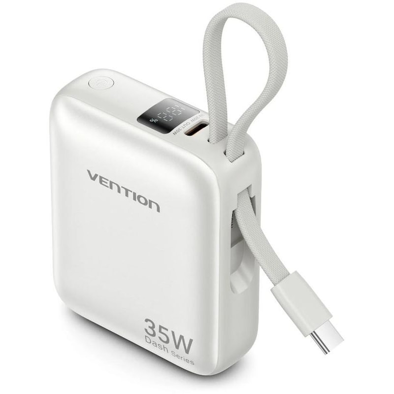 Powerbank Vention FKMN0 με ενσωματωμένο καλώδιο USB-C 10.000mAh 45W - Beige