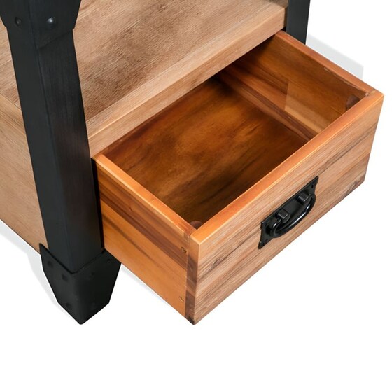 Κομοδίνο Vidaxl Από Μασίφ Ξύλο Ακακίας 40x30x54 cm - Καφέ Μαύρο image 3