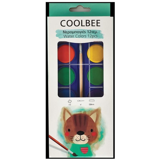 Χρώματα Νερομπογιές Coolbee Με Πινέλο 12 Τεμάχια image 0