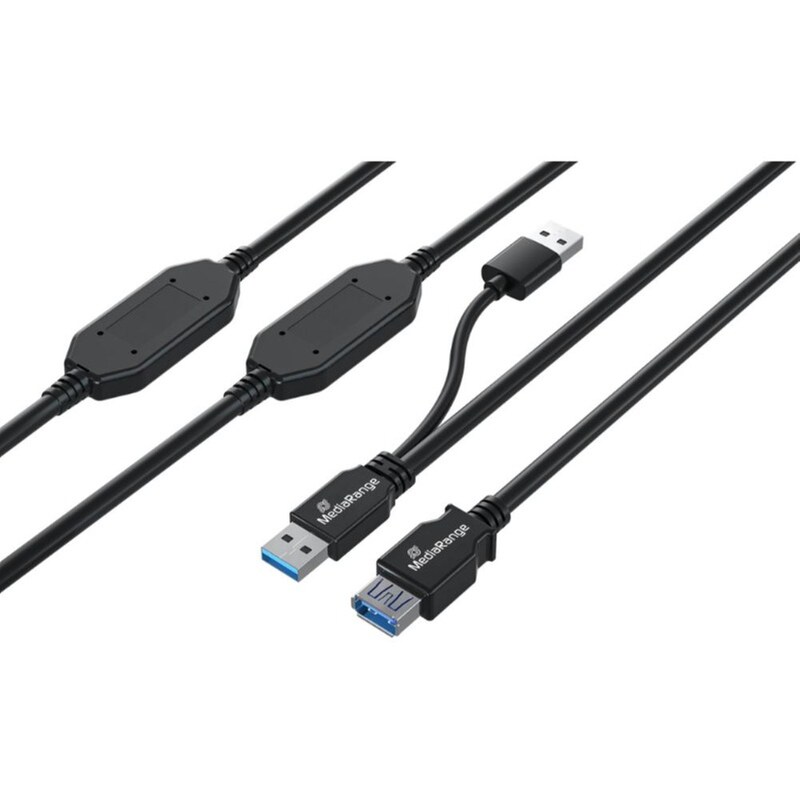 MediaRange Καλώδιο MRCS244 USB-A male σε USB-A 15m Μαύρο