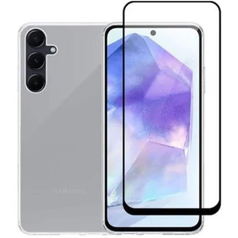 Σετ Διάφανη Θήκη Σιλικόνης Full Face Tempered Glass Samsung Galaxy A35 - Vivid Gelly Case Full Face Tempered Glass - Transparent