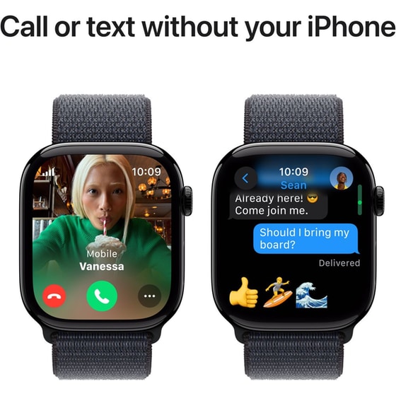 Apple Watch Series 10 GPS + Cellular 46mm Jet Black Aluminum Case with Ink Sport Loop image 5