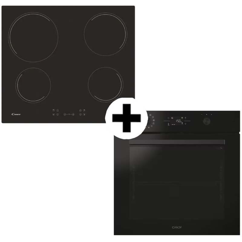 CANDY CH64CCB CA6NP5B3YTB 78 Lt Μαύρο Eντοιχιζόμενο Σετ Φούρνος και Εστία CANDY