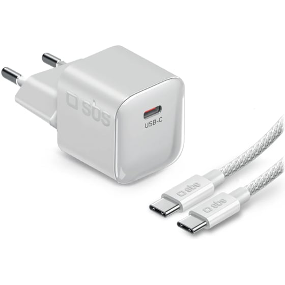 Σετ Φόρτισης SBS Wall Charger Kit 1x USB-C 20W με καλώδιο USB-C σε USB-C 1.5m Λευκό image 0