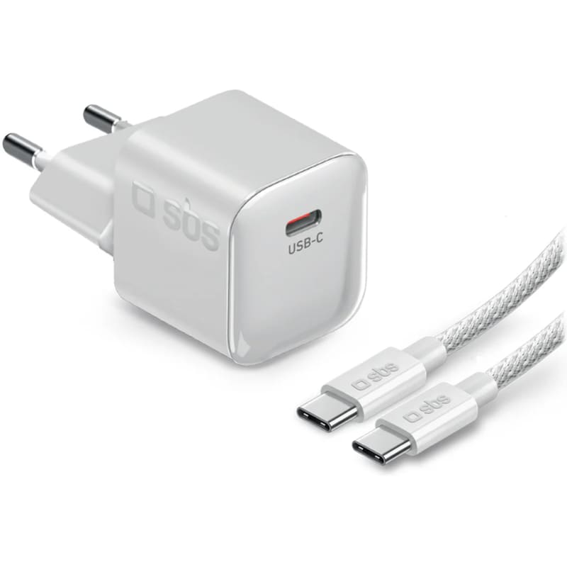 Σετ Φόρτισης SBS Wall Charger Kit 1x USB-C 20W με καλώδιο USB-C σε USB-C 1.5m Λευκό