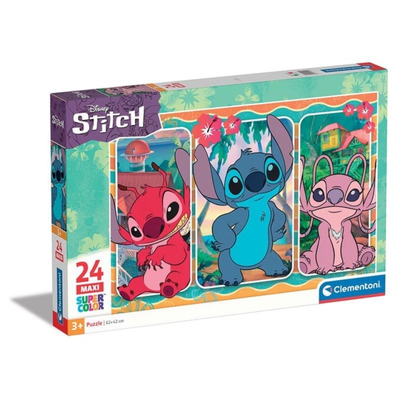 Παιδικό Παζλ Clementoni Maxi Super Color Disney Stitch (24 Κομμάτια) image 0