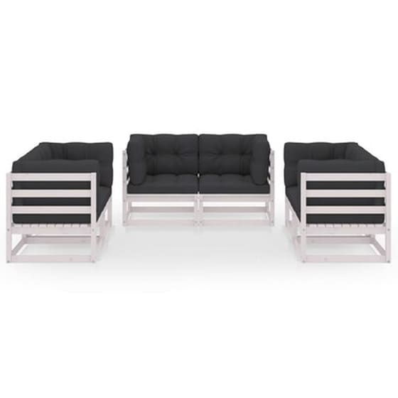 Σετ Σαλόνι Κήπου Vidaxl από Μασίφ Ξύλο Πεύκου με Μαξιλάρια 6 Τμχ - Μαύρο image 2