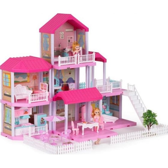 Ecotoys Κουκλόσπιτο 3 Oρόφων Ροζ image 1