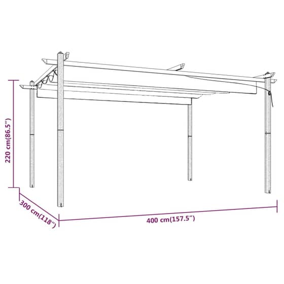 Κιόσκι Κήπου Vidaxl Ατσάλινο 4x3x2.2m - Taupe image 7