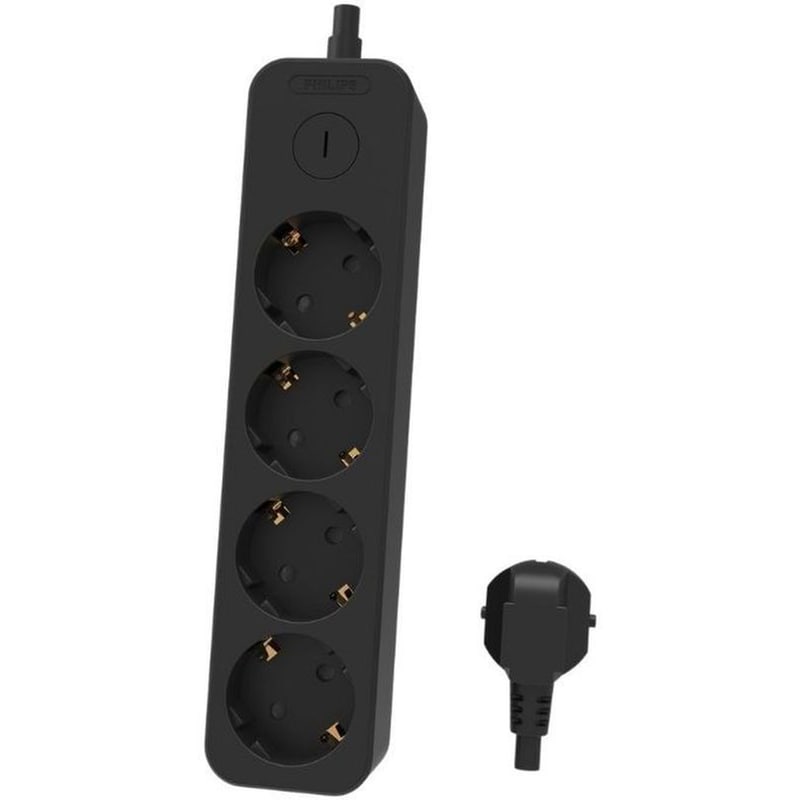 PHILIPS Πολύπριζο Philips CHP2145B/GRS 4 θέσεων με προστασία και καλώδιο 1.5m Μαύρο
