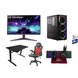 Bundle Desktop Quest Play (Ryzen 5-5600G/16GB/500GB SSD/Radeon Vega 7 Graphics/Win11Home) + LG Gaming Monitor 27'' 27GS50F FHD VA 180Hz 1ms + Gaming Chair White Shark + Γραφείο Gaming LGP Σετ Gaming 4 in 1  + Antivirus Bitdefender