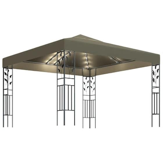 Κιόσκι Vidaxl Ατσάλι με Φώτα 3x3m - Taupe image 0