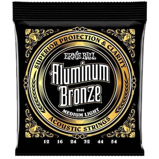 Σετ 6 Χορδές Ακουστικής Κιθάρας Ernie Ball 2566 Aluminum Bronze Medium Light 012 - 056 image 1