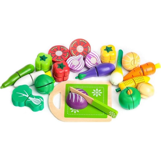 Σετ Εcotoys 20 Ξύλινων Λαχανικών Με Μαγνήτη Σε Δοχείο Αποθήκευσης - 18x18x19 cm image 2