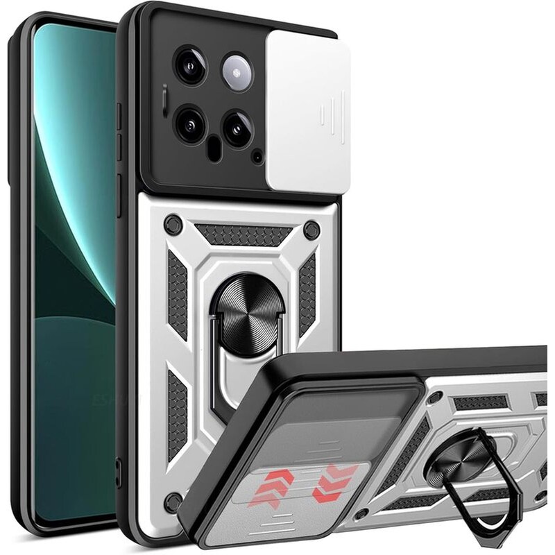 BODYCELL Θήκη Xiaomi 14 - Bodycell Armor Slide Ring Holder - Silver