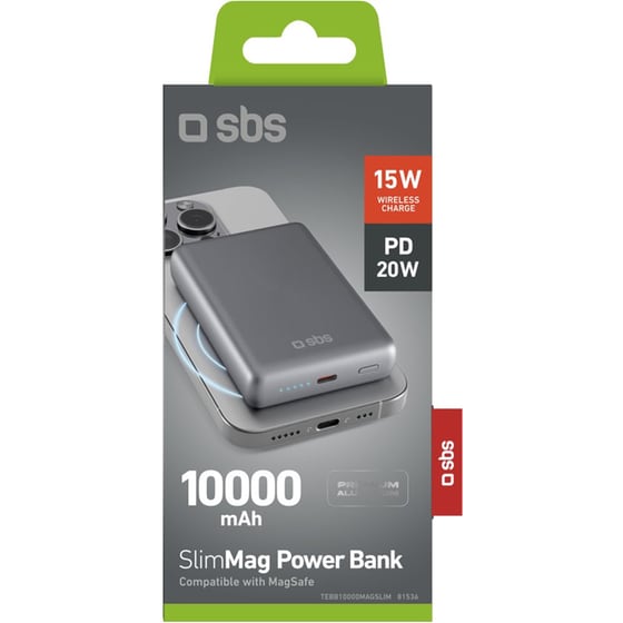 Powerbank SBS  Slim Wireless  10.000mAh  - Ασημί image 1