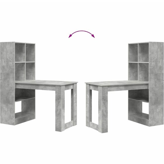 Γραφείο VidaXL από Επεξεργασμένο Ξύλο 122x67x145 cm - Γκρι Σκυροδέματος image 7