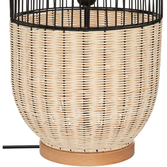 Φωτιστικό Δαπέδου Spitishop E27 Ψάθινο - Μπεζ/Μαύρο image 2