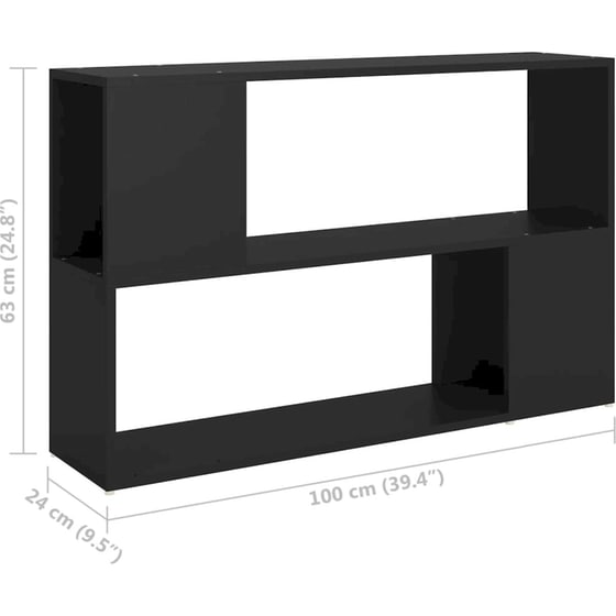 VidaXL Βιβλιοθήκη από Επεξεργασμένο Ξύλο 100x24x63 cm - Μαύρη image 5