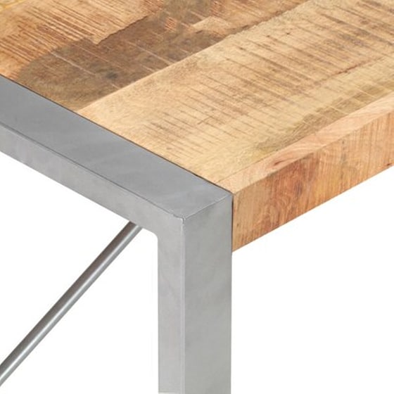 Τραπεζάκι Σαλονιού VidaXL από Ακατέργαστο Ξύλο Μάνγκο 120x60x40cm - Καφέ/Ασημί image 4