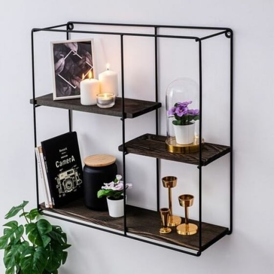 Ραφιέρα 24mall Gladiolo από Μέταλλο/Ξύλο 60x15x60 cm - Ανθρακί/Μαύρο image 2