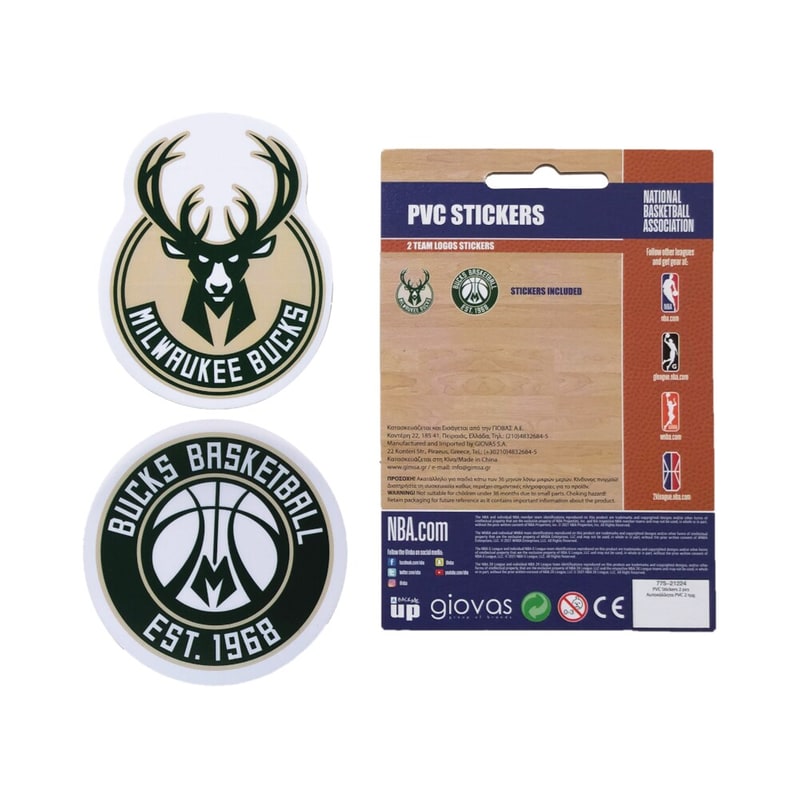 GIM Αυτοκόλλητα NBA PVC Logos - Milwaukee Bucks