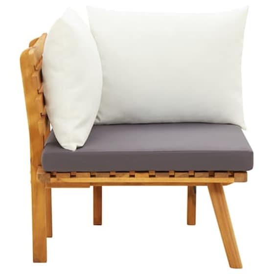 Καναπές Κήπου Γωνιακός VidaXL με Μαξιλάρια από Μασίφ Ξύλο Ακακίας 65x65x65 cm - Γκρι/Κρεμ image 2