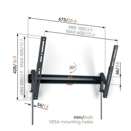 Βάση Τηλεόρασης Επιτοίχια Vogels TVM 3613 με Κλίση 40" - 77" έως 35 kg image 4