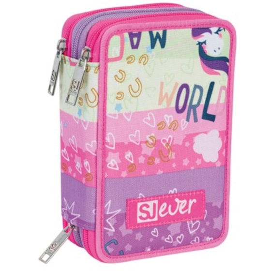 Κασετίνα Παραλληλόγραμμη Seven Ever Rayly Girl Τριπλή Ροζ image 3