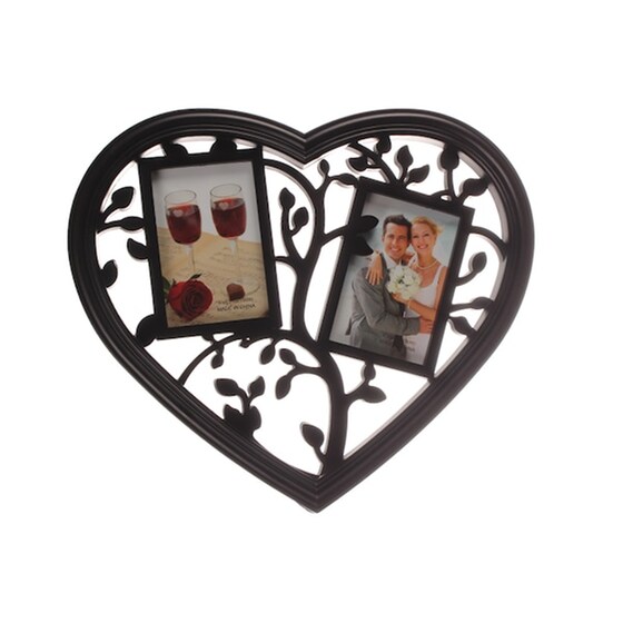 Πολυκορνίζα Τοίχου Πλαστική 40χ34 Εκ. 2 Θέσεων Χρ. Μαύρο Σχ. Καρδια - Keskor 027-2 image 0