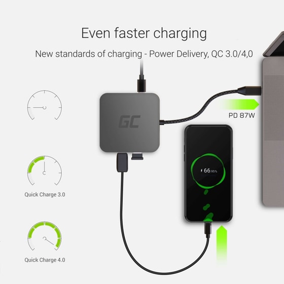 Docking Station Green Cell HUB 2 6-Port USB 3.0 συμβατό με USB-C image 4