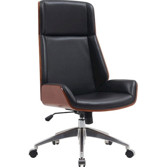 Καρέκλα Διευθυντική 24Mall Tito από Τεχνητό Δέρμα & Ξύλο Plywood - Μαύρη/ Καφέ image 0