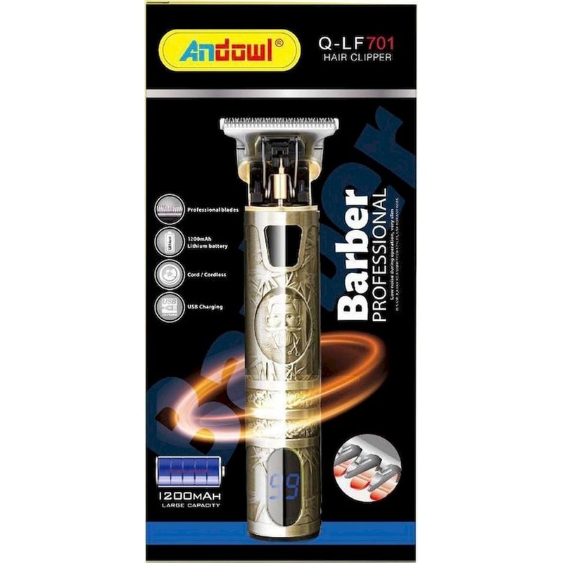 ANDOWL ANDOWL Q-LF701 Κουρευτική Μηχανή Επαναφορτιζόμενη Χρυσή