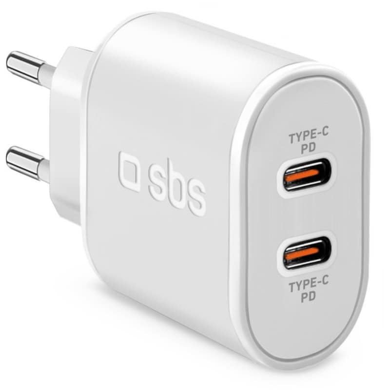 Φορτιστής Πρίζας Sbs 2x Usb-C 20W - White