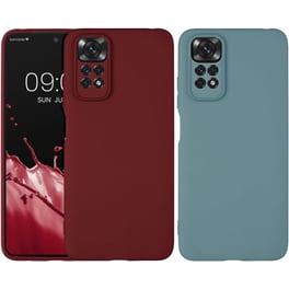 Σετ Με 2 Θήκες Xiaomi Redmi Note 11 / 11S - KWmobile Θήκες Σιλικόνης με Πλαίσιο Κάμερας - Bordeaux Violet / Antique Stone