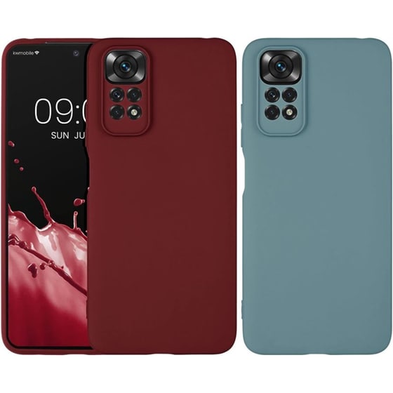 Σετ Με 2 Θήκες Xiaomi Redmi Note 11 / 11S - KWmobile Θήκες Σιλικόνης με Πλαίσιο Κάμερας - Bordeaux Violet / Antique Stone image 0