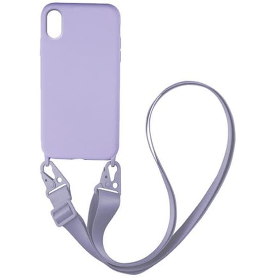 Θήκη Apple iPhone X/ iPhone XS - My Colors Carryhang Liquid Silicone Strap - Λιλά image 0